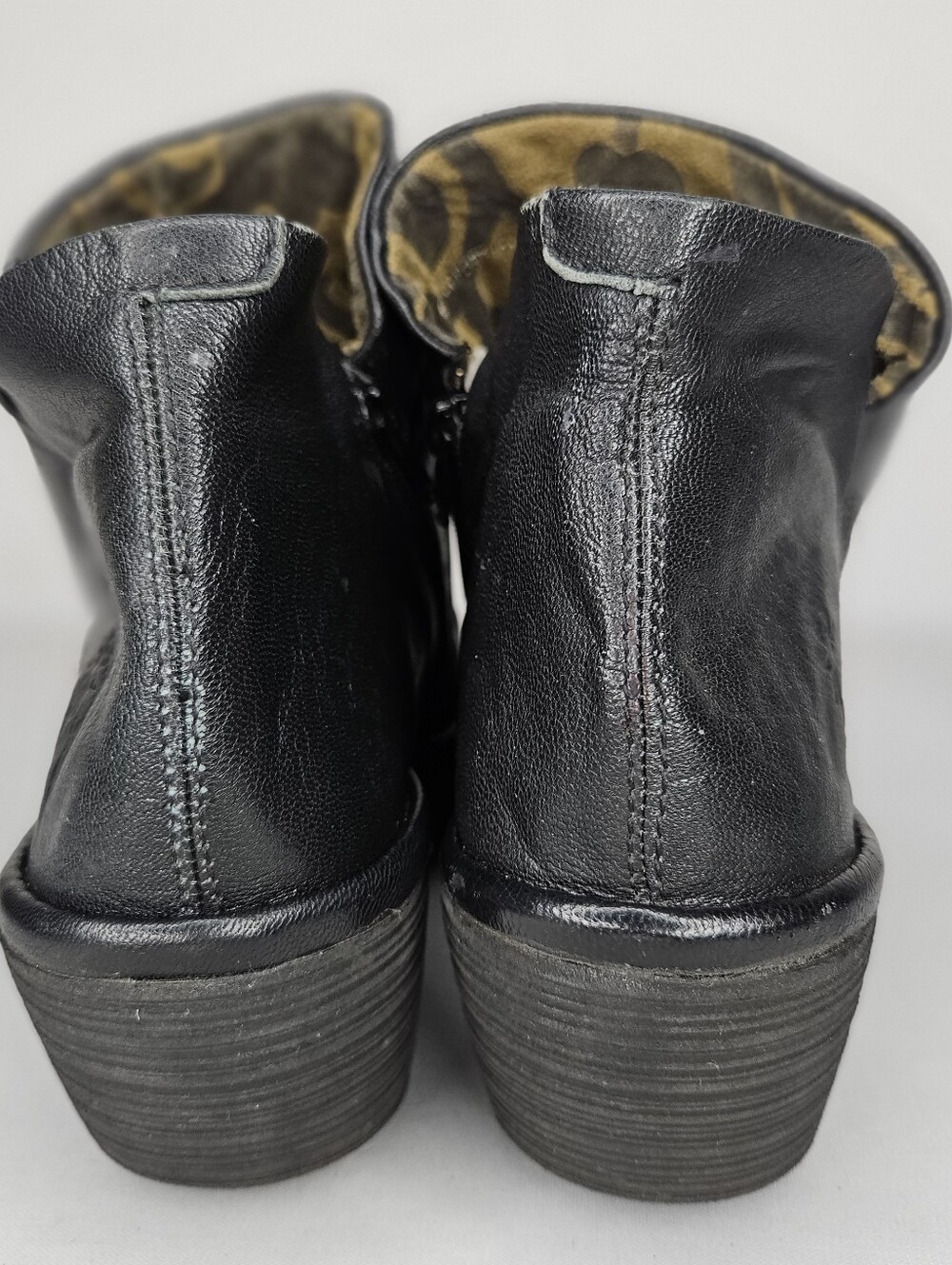Fly London Black Leather Wedge Ankle Boots - Picture 5 of 11
